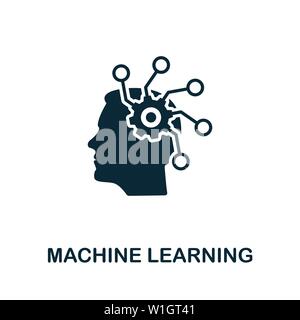 Simbolo dell'icona vettore apprendimento macchina. Segno creativo dalla raccolta di icone crm. Icona di apprendimento della macchina piatta per computer e dispositivi mobili Illustrazione Vettoriale