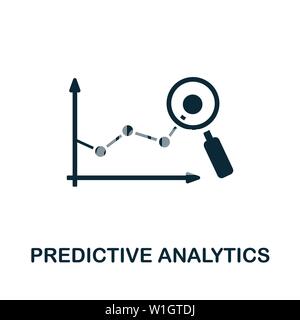 Simbolo dell'icona del vettore di analisi predittiva. Segno creativo dalla raccolta di icone crm. Icona di analisi predittiva piatta e piena per computer e dispositivi mobili Illustrazione Vettoriale