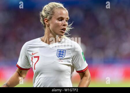 Lione, Francia. 02Luglio, 2019. Rachel Daly di Inghilterra durante una partita tra Inghilterra e Stati Uniti. La qualificazione della Coppa del Mondo di calcio. La FIFA. Tenuto presso Il Lione Stadium di Lione, Francia (Foto: Richard Callis/Fotoarena) Credito: Foto Arena LTDA/Alamy Live News Foto Stock