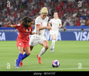 Lione, Francia. 02Luglio, 2019. 08 ottobre 2018, France (Francia), Décines-Charpieu: Calcio, donne: WM, Inghilterra - USA, ultimo round, semi-finale, Stade de Lyon: Foto: Sebastian Gollnow/dpa Credito: dpa picture alliance/Alamy Live News Foto Stock