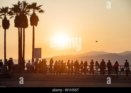 Tramonto in skate park in Venice Beach, Los Angeles, California, Stati Uniti d'America Foto Stock