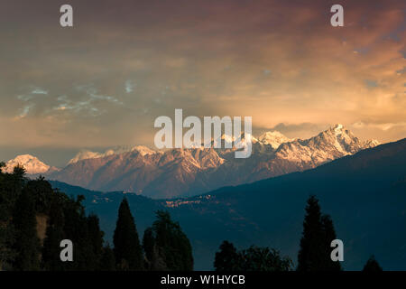 Kangchenjunga Mountain Range in Sikkim stato dell India Foto Stock