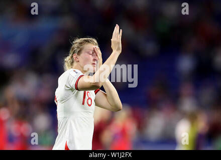 Lione. 2 Luglio, 2019. Ellen White di Inghilterra riconosce gli spettatori dopo la semifinale tra Stati Uniti e Inghilterra al 2019 FIFA Coppa del Mondo Femminile a Stade de Lyon Lione in Francia il 2 luglio 2019. Credito: Xu Zijian/Xinhua/Alamy Live News Foto Stock