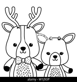 Paio di renne e cervi design, animale zoo carino LIFE Natura e fauna tema illustrazione vettoriale Illustrazione Vettoriale