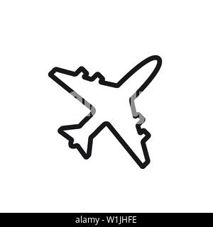 Linea aereo icona. Piano simbolo e segno illustrazione vettoriale design. Illustrazione Vettoriale