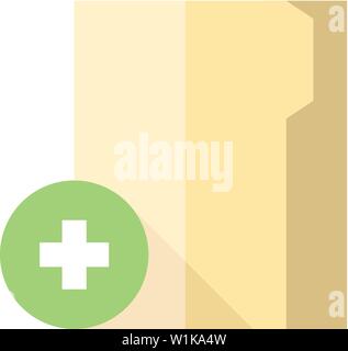 Icona della cartella in schermo piatto a colori e stile. Computer i file office aggiungere legante Illustrazione Vettoriale