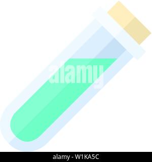 Tubo di prova icona nella piana di stile di colore. La scienza medica farmacia di laboratorio Illustrazione Vettoriale