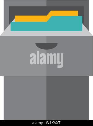 Armadietto per ufficio icona nella piana di stile di colore. File di informazioni sul documento Illustrazione Vettoriale