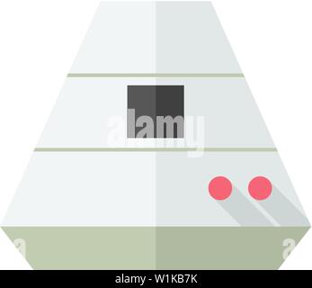 Spazio icona della capsula a schermo piatto a colori e stile. Astronauta, mestiere dello spazio Illustrazione Vettoriale