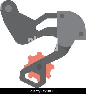 Posteriore icona deraillieur a schermo piatto a colori e stile. Ciclismo biciclette da corsa su strada trasmissione sportiva cambia velocità Illustrazione Vettoriale
