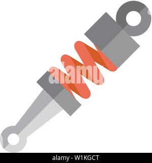 Ammortizzatore in icona schermo piatto a colori e stile. Trasporto bici moto parti meccaniche di pressione Illustrazione Vettoriale