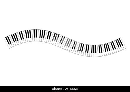 Tastiera musicale onda, costruita a partire da modelli di ottava, in bianco e nero pianoforte i tasti della tastiera, sagomata nel motivo ripetuto. Illustrazione. Foto Stock