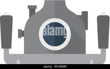Fotocamera Subacquea icona nella piana di stile di colore. Fotografia di acqua di mare diving documentario animale Illustrazione Vettoriale