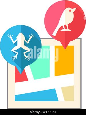 Zoo icona mappa a schermo piatto a colori e stile. Illustrazione Vettoriale