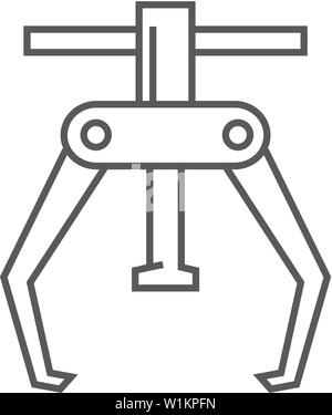 Strumento di bicicletta icona nel contorno sottile stile. Sport di trasporto di parti di ricambio tool rimuovere la manovella set manutenzione riparazione Illustrazione Vettoriale