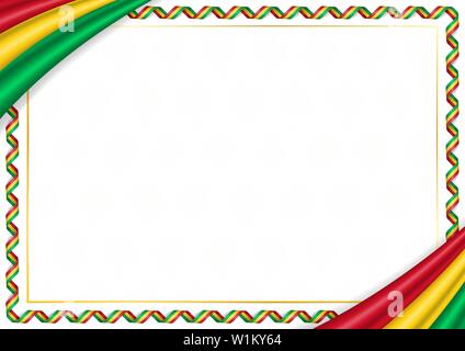 Fatta di confine con la Guyana i colori nazionali. Elementi di modello per il certificato e il diploma. Orientamento orizzontale. Vettore Illustrazione Vettoriale