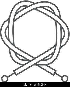 Cavo di bicicletta icona nel contorno sottile stile. Riparazione di parti di trasporto manutenzione sport Illustrazione Vettoriale