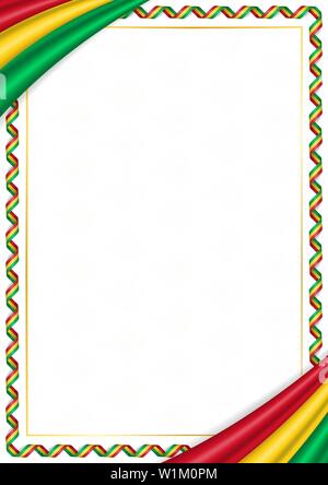 Fatta di confine con la Guyana i colori nazionali. Elementi di modello per il certificato e il diploma. Orientamento orizzontale. Vettore Illustrazione Vettoriale