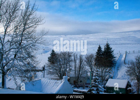 Leadhills nella neve, South Lanarkshire, Scozia Foto Stock