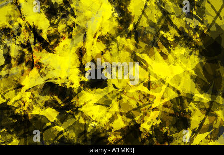 L'arte astratta sfondo. Colorato di giallo e nero grunge texture. Pennellate di vernice. Gli spruzzi di vernice. Pittura moderna. Arte contemporanea Foto Stock