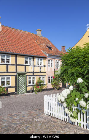 Case nella città vecchia di AErøskøbing, Isola di AErø, Sud Funen arcipelago, danese del Mare del sud le isole, Danimarca Meridionale, Danimarca, Scandinavia, Nord Foto Stock