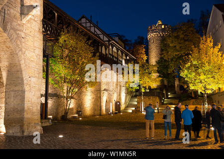 Pulverturm di notte, Jena, Turingia, Germania, Europa Foto Stock