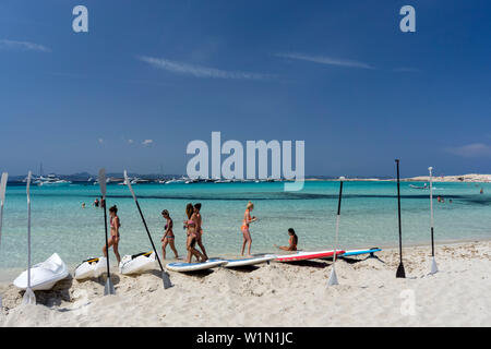 Playa de Ses Illetes, spiaggia, Formentera, isole Baleari, Spagna Foto Stock