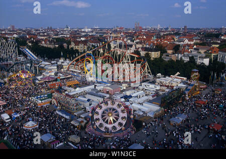 Vista aerea di Wies'n, Oktoberfest Monaco Oktoberfest a Monaco di Baviera, Baviera, Germania Foto Stock