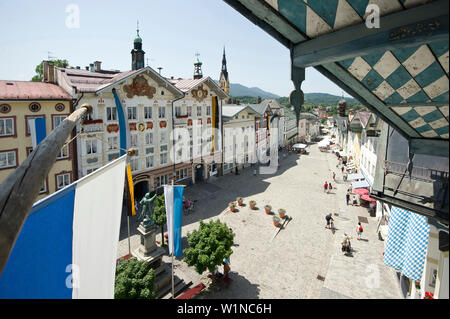 Centro storico, Marktstraße, Bad Toelz, Baviera, Germania Foto Stock