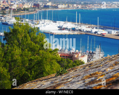 Vista da Castell de Bellver in Palma Mallorca Foto Stock