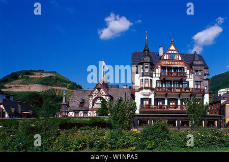 Hotel Krone, Assmannshausen Rheingau, Hesse, Germania Foto Stock