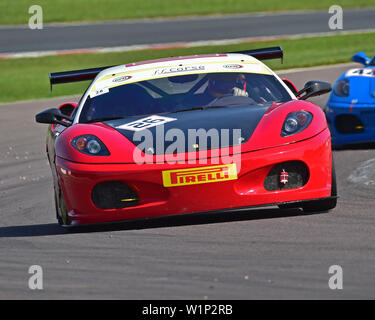 Colin Sowter, Ferrari 430 Challenge, Ferrari Club Racing Series, Vintage Sports Car Club, VSCC, Formula Vintage, Round 3, Donington Park, Inghilterra, Giu Foto Stock