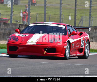 Richard Fenny, Ferrari 360 Challenge, Ferrari Club Racing Series, Vintage Sports Car Club, VSCC, Formula Vintage, Round 3, Donington Park, Inghilterra, Ju Foto Stock