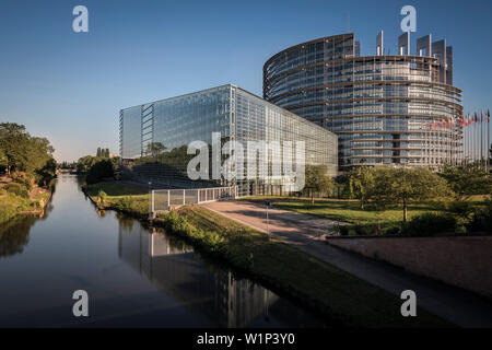 Edificio del Parlamento europeo a Strasburgo, Alsazia, Francia Foto Stock