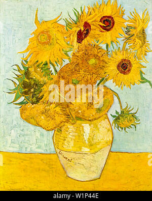 Vincent Van Gogh, girasoli. Vaso con dodici girasoli, natura morta dipinto, 1888 Foto Stock