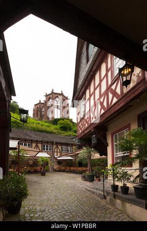 Antica stazione di posta, vista, Wernerkapelle Bacharach, Reno, Renania-Palatinato, Germania Foto Stock