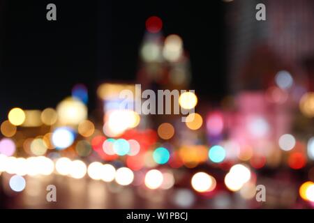 Las Vegas notte blur. Città sfocati di notte le luci - serata colorata vista. Foto Stock