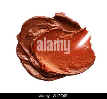 Macchie e texture di bronzo lip gloss isolati su sfondo bianco Foto Stock