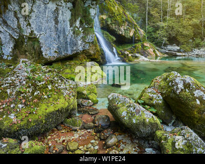 Slap, Soca Valley Virje Bovec, Slovenia virje, Bovec, Slovenia, Soca Valley Foto Stock