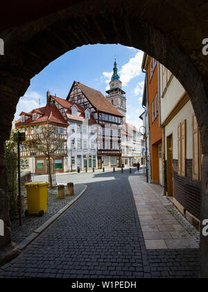 Città Vecchia con la chiesa Sankt Bonifacius, Bad Langensalza, Turingia, Germania, Europa Foto Stock