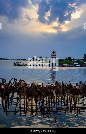 Porto posto Waase su Ummanz, Ruegen, Mar Baltico, Meclenburgo-Pomerania Occidentale, Germania Foto Stock