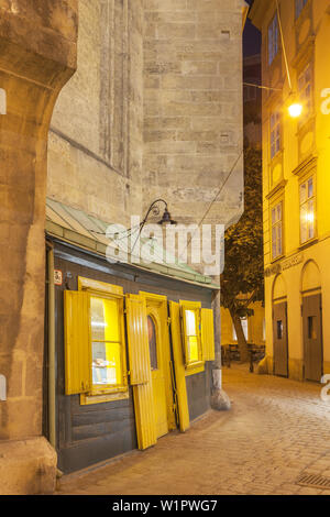 Piccolo negozio in vicolo Seitzergasse nel centro storico della città vecchia di Vienna, l'Austria orientale, Austria, Europa Foto Stock