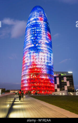 Torre Agbar, architettura moderna, Barcellona, Spagna Foto Stock