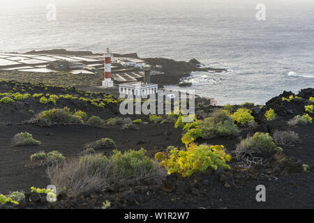 Faro di Faro de Fuencaliente, Salinas de Fuencaliente, isola di La Palma Isole Canarie Spagna Foto Stock