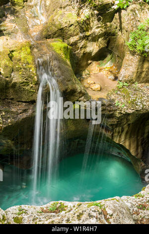 , Velika korita, , grande Soca Gorge, Lepena, Bovec, Gorenjska, Alta Carniola, il Parco Nazionale del Triglav, sulle Alpi Giulie, Slovenia Foto Stock