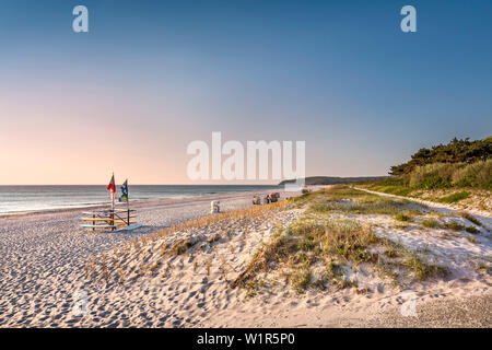 Tramonto sulla spiaggia, Vitte, Hiddensee isola, Meclemburgo-Pomerania Occidentale, Germania Foto Stock