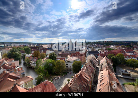 Vista su Erfurt dalla torre di San Ägidii, Turingia, Eastgermany, Germania Foto Stock