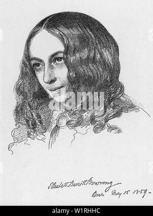 ELIZABETH BARRETT BROWNING (1806-1861) poeta inglese moglie di Robert Browning Foto Stock