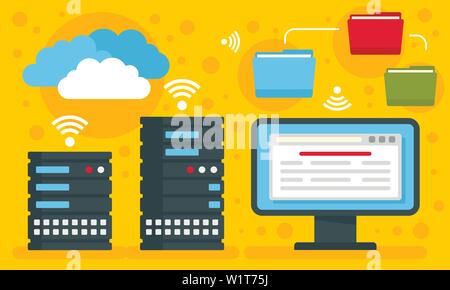 Concetto di hosting di sfondo. Illustrazione piano di hosting concetto vettoriale sfondo per web design Illustrazione Vettoriale