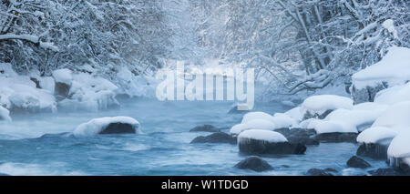 Inverno Enns, Alpi Ennstal, il Parco Nazionale Gesäuse, Stiria, Austria Foto Stock